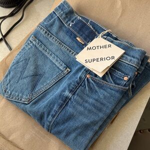 MOTHER Blue Folded Denim Jeans with Tag